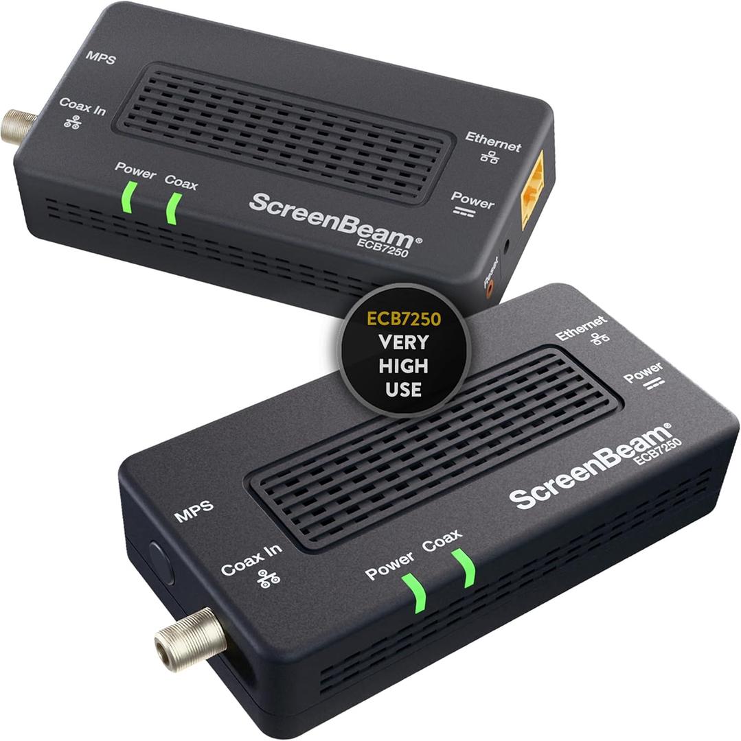 ScreenBeam Bonded MoCA 2.5 Network Adapter for Highest Speed Internet, Ethernet Over Coax - Starter Kit (Model: ECB7250K02)