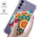 Compatible for Samsung Galaxy S24 Plus & S25 Plus Case for Women Cute Phone Funda Clear Design, S24+ / S25+ Cases Transparent Cool Kawaii Protective, Mandala Floral Decoration Henna Flower