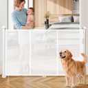 Retractable Baby Gates for Stairs, 78" Wide Retractable Dog Gate Pet Gate, 34" Extra Tall Child Safety Gate Toddler Mesh Gate with Support Rods for Doorways, Hallways, Deck, Porch, Indoor, Outdoor