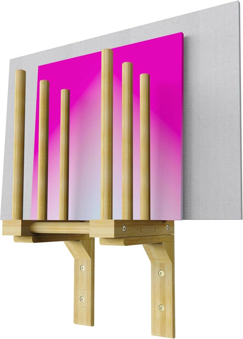 Art Storage Rack for Wall, Art Drying Rack, Bamboo Canvas Holder for Paintings for Drawing Board, Panel, Paper Pad for Art Studios, Artworks, Gallery (1, 9.7''W x 9.4''D x 20.8''H)