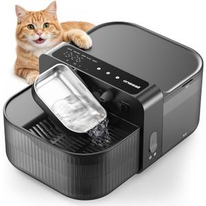 oneisall 3.5L Wireless Filterless Cat Water Fountain for Cat Pet,PW17 | Wastewater Separation,No Filter Needed,Cordless,Separate Clean&Dirty Water,304 Stainless Bowl,30dB Quiet,Smart LED Display