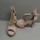 IDIFU Women's IN4 Platform Heels Strappy Chunky Heels For Women Dressy Peep Toe High Heels For Women Bridal Wedding Shoes For Bride On Evening Prom, Size 8