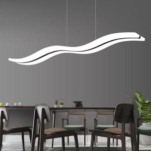 LED Modern Wave Pendant Light, Acrylic Linear Chandeliers Ceiling Mount Lighting Fixture for Kitchen Island, Dining Room, Living Room (Light Source: White), 98CM