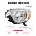 Headlight Assembly Pair for 2012 2013 2014 2015 Toyota Tacoma Car Front Headlamp Assembly Replacement (without Bulbs)