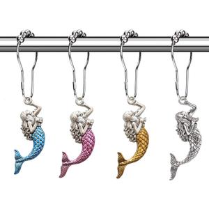 Sea Theme Shower Curtain Hooks - Decorative Shower Curtain Rings Rust Proof Shower Hooks for Curtain Liner,Ocean Beach Shower Curtain Hooks, Coastal Tropical Bathroom Decor (Multicolour)