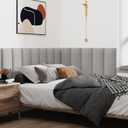 IFNOW Upholstered Wall Mounted Headboard, 3D Soundproof Wall Panels Peel and Stick for Queen Size, Reusable and Removable Tufted Bed Headboard in Medium Grey (9 Panels, 10" x 24")