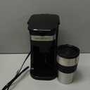 Mixpresso Personal Single Serve Coffee Maker & 14oz Travel Mug, Drip Small Coffee Maker & Tumbler, Auto Shut Off & Reusable Filter, Compatible with Coffee Grounds (Black)