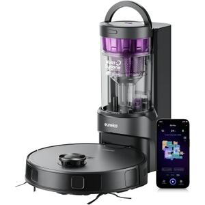 Eureka E20 Plus Robot Vacuum and Mop Combo, Robot Vacuum Cleaner with Bagless Self Emptying Station, 45-Day Capacity 8000Pa Suction and Anti Hair-Tangling Brush App Control LiDAR Navigation (Black)