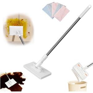 Snap Grip Mini Mop, 39 Inch Zero Touch Disposable Lazy Mop with 5 Refill Cloths, Wash-Free Mini Mops for Wet/Dry Floors, Tile, Hardwood, Corners, Home Kitchen Cleaning Essentials (1)