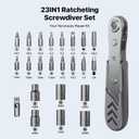 Stocking Stuffers for Men Adults, AXTH 23in1 Right Angle Ratcheting Screwdriver Set, Gifts for Dad, Unique Husband Christmas Gift, Magnetic Offset Screwdriver Repair Tool, Gadgets for Men