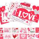 12 Pcs Valentine's Day Scratch Off Cards - DIY Naughty & Nice Interactive Greeting Kit with Silver Heart Stickers, Love Notes & Coupons, Gift for Kids Classmates Friends Couples Party Favors (Pink)