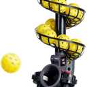 3802PBH Pickleball Machine, Adjustable Speed & Angles, Pickleball Launcher with Auto Swing Base, Powered by Power Bank/Batteries/AC Power, for All-Level Training