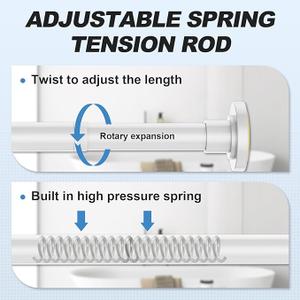 CorkLatta White Shower Curtain Rod 31 to 104 Inch,1 Inch Diameter Adjustable Spring Tension Curtain Rod No Drilling Stainless Steel Telescoping Rod,No Rust