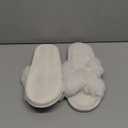 Evshine Women's Fuzzy Slippers Cross Band Memory Foam House Slippers Open Toe, Size 42-43