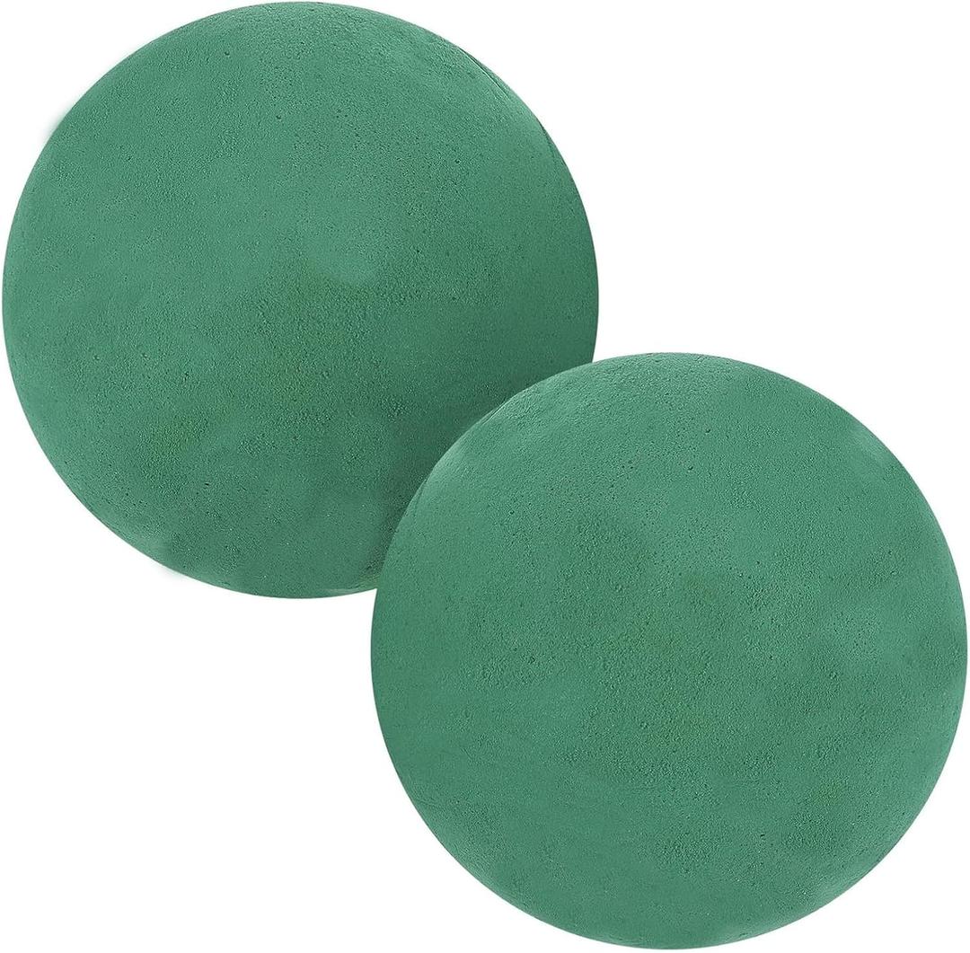 FERVORSOFT Floral Foam Balls, 2 Pcs 3.54'' Flower Foam Sphere for Floral Arrangements, Wedding & Home Decor, Wet & Dry Green Plant Foam for Fresh & Artificial Flowers