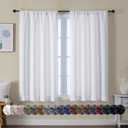 Simplebrand Ava Pure White Curtains for Bedroom 45 Inches Long 2 Panels Set, Light Filtering Window Treatment, Short Curtain Drapes, Soft Touching Casual Rod Pocket Privacy Curtains, W40 x L45 Inch