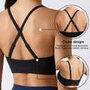 Buauty Sports Bras for Women Criss Cross Back Medium Support Yoga Wireless Padded Bra with Removable Cups Racerback Bra 4 Gym (Black, L)