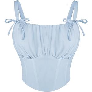 Scarlet Darkness Women's Renaissance Shirt Summer Ruched Bust Fishbone Bustier Corset Tops Large