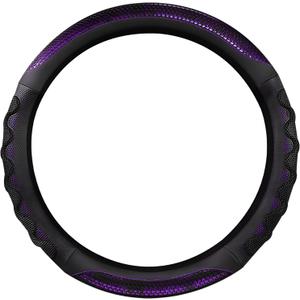 Car Steering Wheel Cover, 15 Inch Anti-Slip Steering Wheel Cover Protector with 3D Honeycomb Design, Universal Steering Wheel Covers for Truck SUV, Car Accessories (Purple, Round Shape)