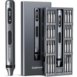 Mini Electric Screwdriver Set, 52 in 1 Precision Electric Screwdriver Cordless with 48 Magnetic Bits, Power Screwdriver Repair Tool Kit with Tweezers and Pry Bar, for Laptop Phone Electronics Repair