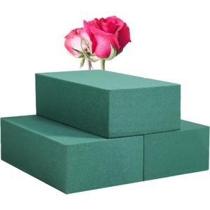 FLOFARE Pack of 3 Floral Foam Blocks Each (6"L x 3.38"W x 1.85"H) Green Wet & Dry Flower Foam for Fresh & Artificial Flower Arrangement, Plant Foam, Florist Supplies for DIYs, Arts, Crafts & Weddings