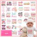 Kaciola 30 Sheets Baby Shower Games Iron on Transfers, Baby Girl DTF Transfers Ready to Press Bodysuit Making Stickers Iron on Decals for T Shirts Hoodie DIY Crafts (Girl)