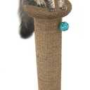 Kitty City Tall Sisal Cat Scratching Post, 32” Durable Scratcher with Sturdy Base & Hanging Jingle Toy, Easy Assembly, Furniture Protection for Indoor Cats - Brown