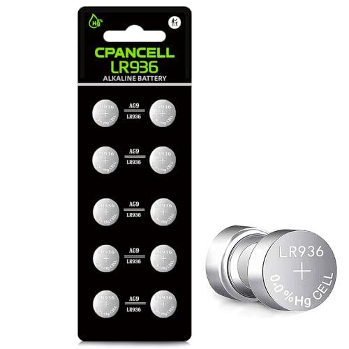CPANCELL LR936 Batteries LR45 AG9 Battery 194 394 1.5v Alkaline Button Cell Watch Batteries (10 Count)