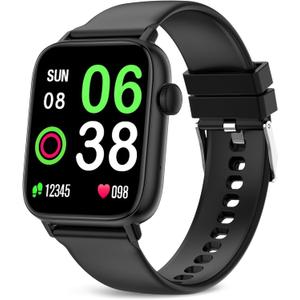 Smart Fitness Tracker Watch with Heart Rate Monitor, Activity Tracker with Pedometer, Sleep Monitor, Calories & Step Counter, Waterproof Smart Watch for Women Men Fitness Watch for Sports (Black)