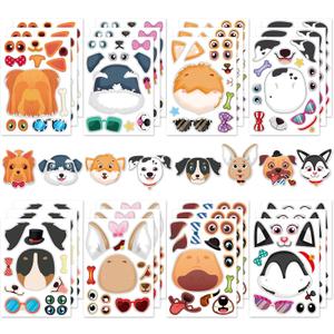 24 Pcs Make a Dog Face Stickers Make Your Own Dogs Sticker for Kids Party Favor Teacher Rewards,Classroom Activity Art Craft,Gift for Kids
