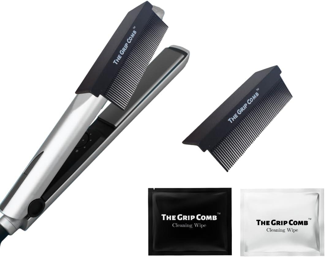 The Original Grip Comb - Flat Iron Comb Attachment - Hair Straightener Comb Attachment - Grip Comb for Flat Iron - Heat Resistant Comb - Universal Size - Straightening Comb