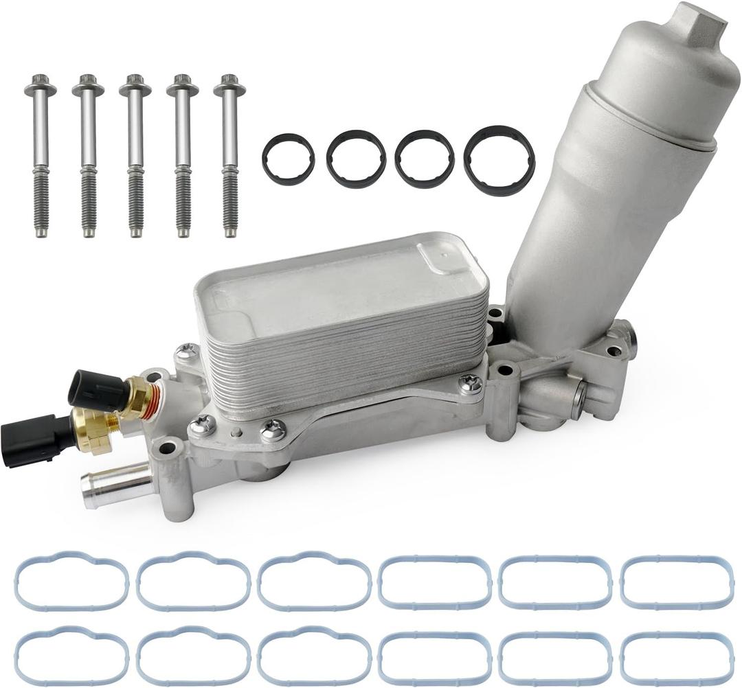 926-959 926-876 3.6L Upgraded Aluminum Engine Oil Cooler Filter Housing for 2011-2016 Dodge Journey Charger Challenger Caravan Durango Avenger Ram Jeep Wrangler Cherokee Chrysler 200 300 Town Country