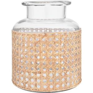 Bloomingville 8"H Glass Vase with Decorative Cane Sleeve