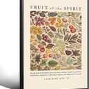 Fruit of The Spirit Canvas Wall Art, Christian Bible Verse Poster, Framed Galatians 5:22-23 Love Joy Peace Patience Scripture Print, Religious Biblical Spiritual Artwork for Prayer 16x24in