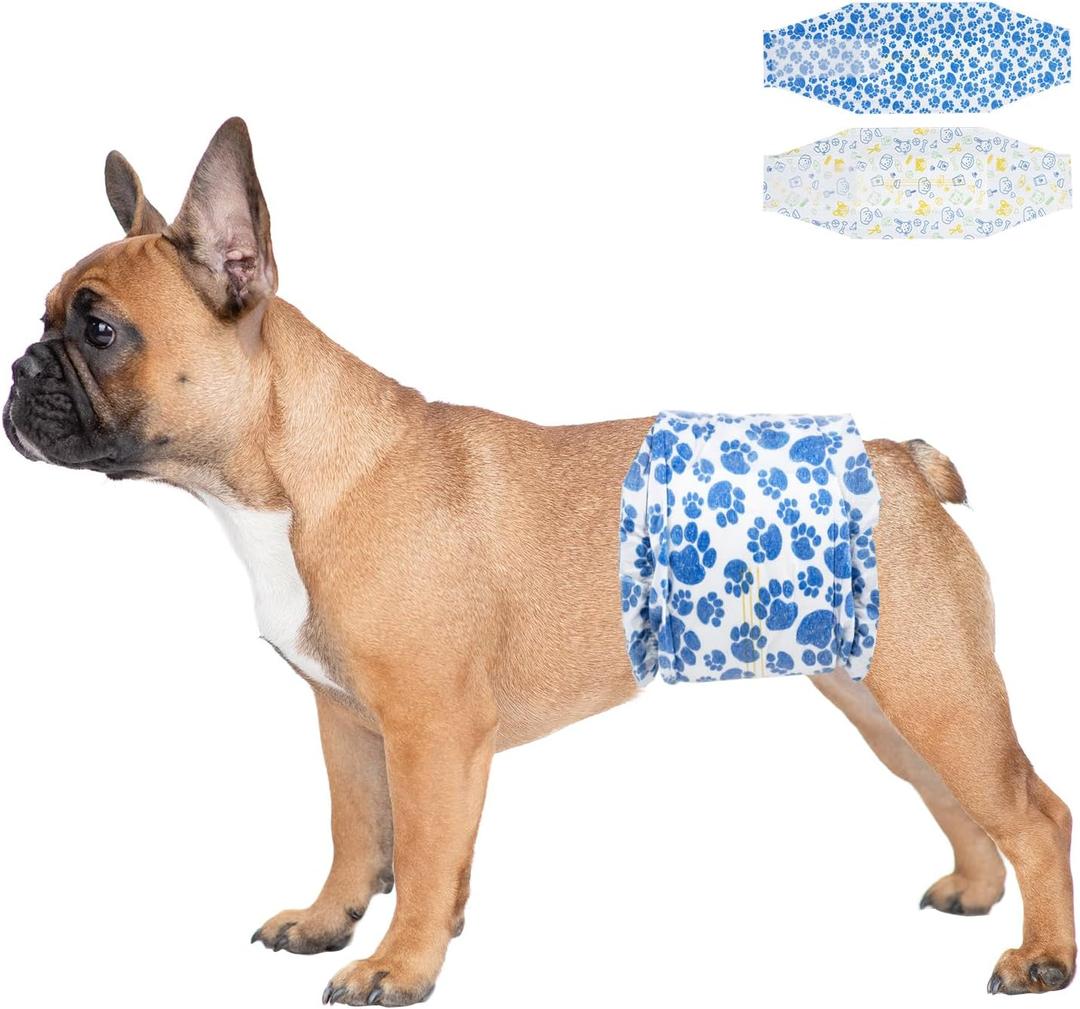 Dono Dog Diapers Male, Disposable Male Dog Wraps 40ct with Wetness Indicator, Leak-Proof Dog Belly Wraps, Rapid-Dry Gel Technology Doggie Puppy Diapers for Excitable Urination Incontinence, Small