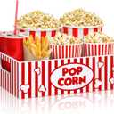 Movie Night Supplies Snack Trays with Handles Reusable Wooden Movie Gift Basket for Theater Popcorn Bucket Bowl Box Container Family Room Decor(Striped)