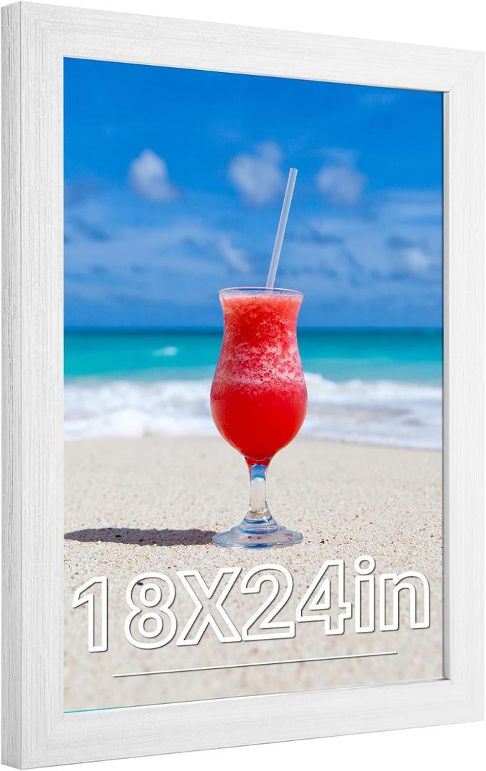 18x24 Frame Rustic White, Distressed 24x18 Picture Frame, Art Pic Hanging Poster Frame, 18 by 24 Gallery Family Concert Portrait Wall Photo Frame Anniversary/Birthday/Wedding/Thank you/Christmas Gift, 18x24in