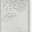 GeekMacro White Textured Wall Art - Hand Painted Ocean Waves Oil Painting Framed Large Minimalist Canvas Artwork for Living Room 45x30 Vertical Wall Decor