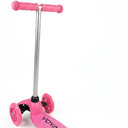 Kids Mini Kick Scooter Toy w/Light-Up Wheels, Height Adjustable T-Bar, Foot Break - Pink
