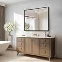 Black Bathroom Mirror for Wall, 30x30 Inch Rectangle Mirrors with Metal Frame, Modern Vanity Wall Square Mirror for Bathroom Living Room, Entryway Hangs Horizontal or Vertical
