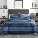 Nautica - Twin/Twin XL Comforter Set, Reversible Cotton Bedding with Matching Sham, Medium Weight for Year Round Use, Dorm Essentials, Oeko-Tex Certified (Longpoint Blue)