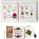 TenDawn Beginner Embroidery Stitch Book with Fabric Pages, 30 Hand Embroidery Stitches for Adults, DIY Sewing Kit with Floral Motifs, Starter Practice Patterns, Gift for Craft Lovers (Basic & Intermediate Kit)