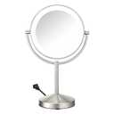 Conair Lighted Makeup Mirror, Double-Sided LED Vanity Mirror with 1X/10X Magnification, 3 Light Settings, 3 Modes, 360° Rotation, Satin Nickel Finish