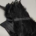 Women Feather Shawl Gothic Collar Cape Halloween Angel Demon Cosplay Party Costume (Black)