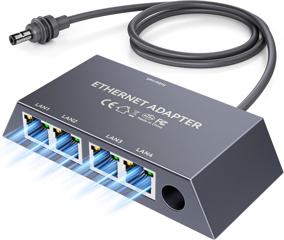 4 Ports Starlink Ethernet Adapter for Gen 3 and Starlink Mini, Connect 4 Wired Devices at Once Up to 1Gbps