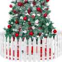 URATOT 35 Pieces Christmas Tree Thick White Plastic Picket Fence Christmas Tree Fence for Pets Kids Holiday Party Garden Home Decoration, 12 Inches