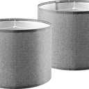 Set of 2 Large Drum Lamp Shades Modern Lamp Shade 16" Top x 16" Bottom x 10" High (Spider) Gray Lampshade for Floor Lamps Table Lamps - Lampshades Replacement By GO&SO (Grey)