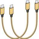 etguuds Gold USB C to USB C Cable 1ft, 2-Pack 60W USBC to USBC Cord, Type C to C Charger Cable Fast Charging for iPhone 17 16 15 Pro Max Plus Air, Samsung Galaxy S25 S24 S23, for MacBook/iPad, Pixel