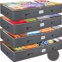 Under Bed Storage Bins - Pack Of 4 Under The Bed Storage Containers For Clothes, Blankets, Winter Clothing, & Shoes - Underbed Storage Containers With Handles, Dual Zippers, & Clear Top (Gray)