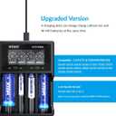 XTAR VC4SL 3A Fast Charger 4-Bay, 18W QC3.0 Adapter Included, LCD Battery Analyzer for Li-ion 21700 18650 & NiMH AA/AAA Rechargeable Batteries